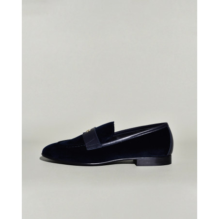 Mocassins en velours bleu marine Lorena Antoniazzi