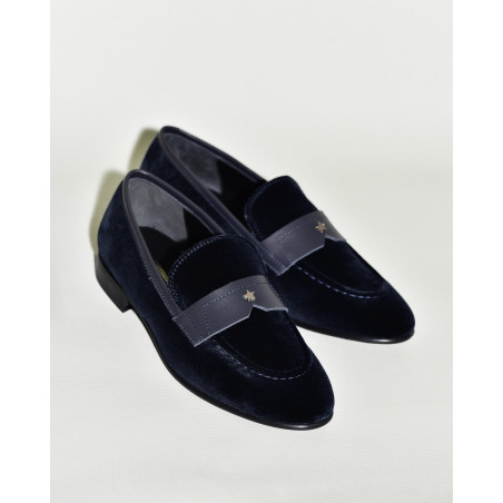 Mocassins en velours bleu marine Lorena Antoniazzi