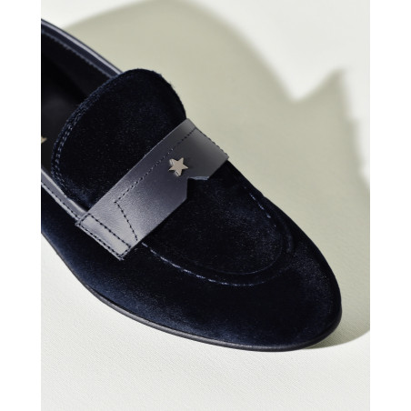 Mocassins en velours bleu marine Lorena Antoniazzi