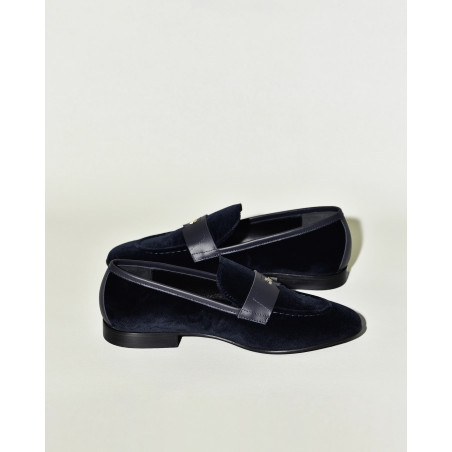 Mocassins en velours bleu marine Lorena Antoniazzi