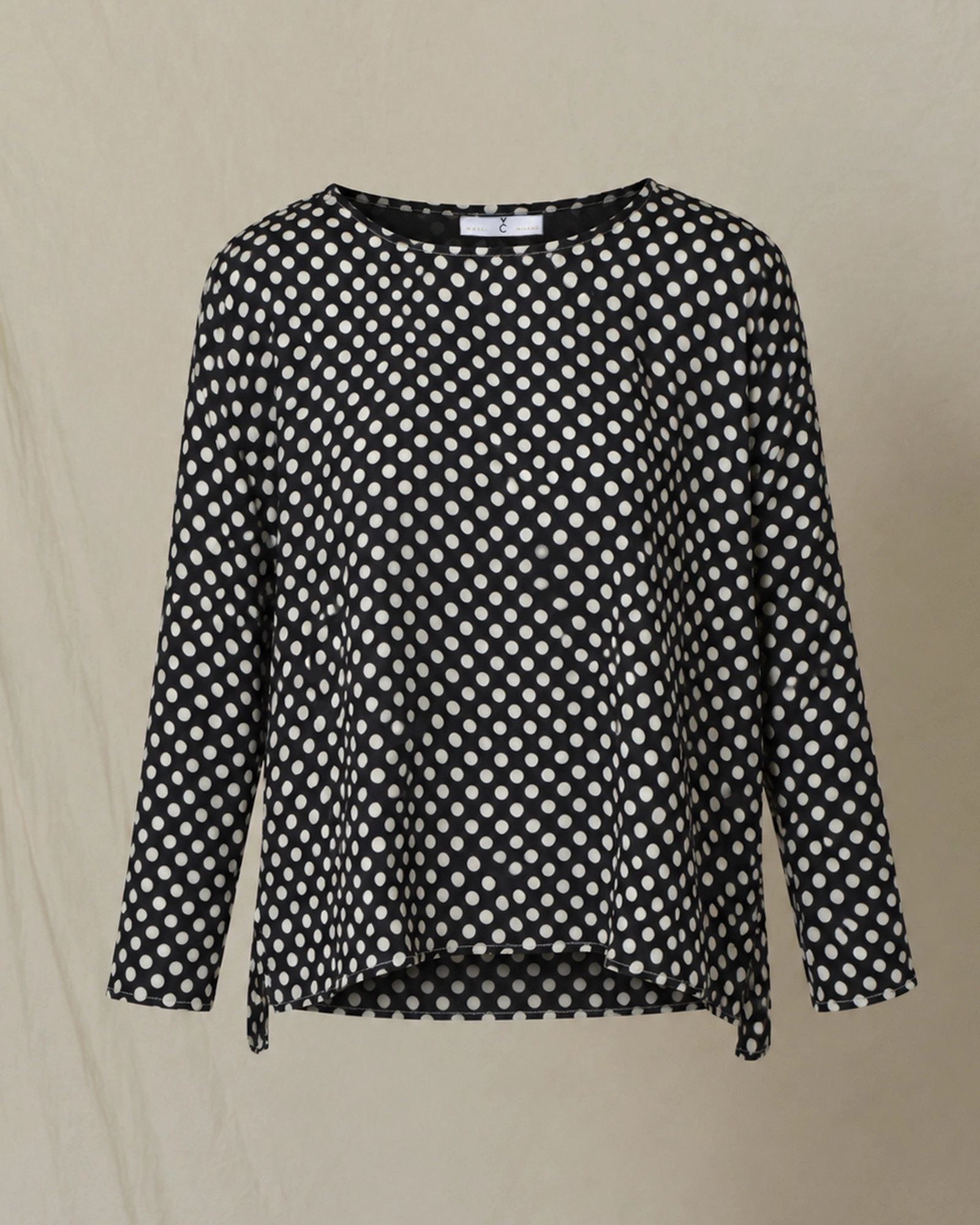 Blouse fluide noire à pois Whyci Milano