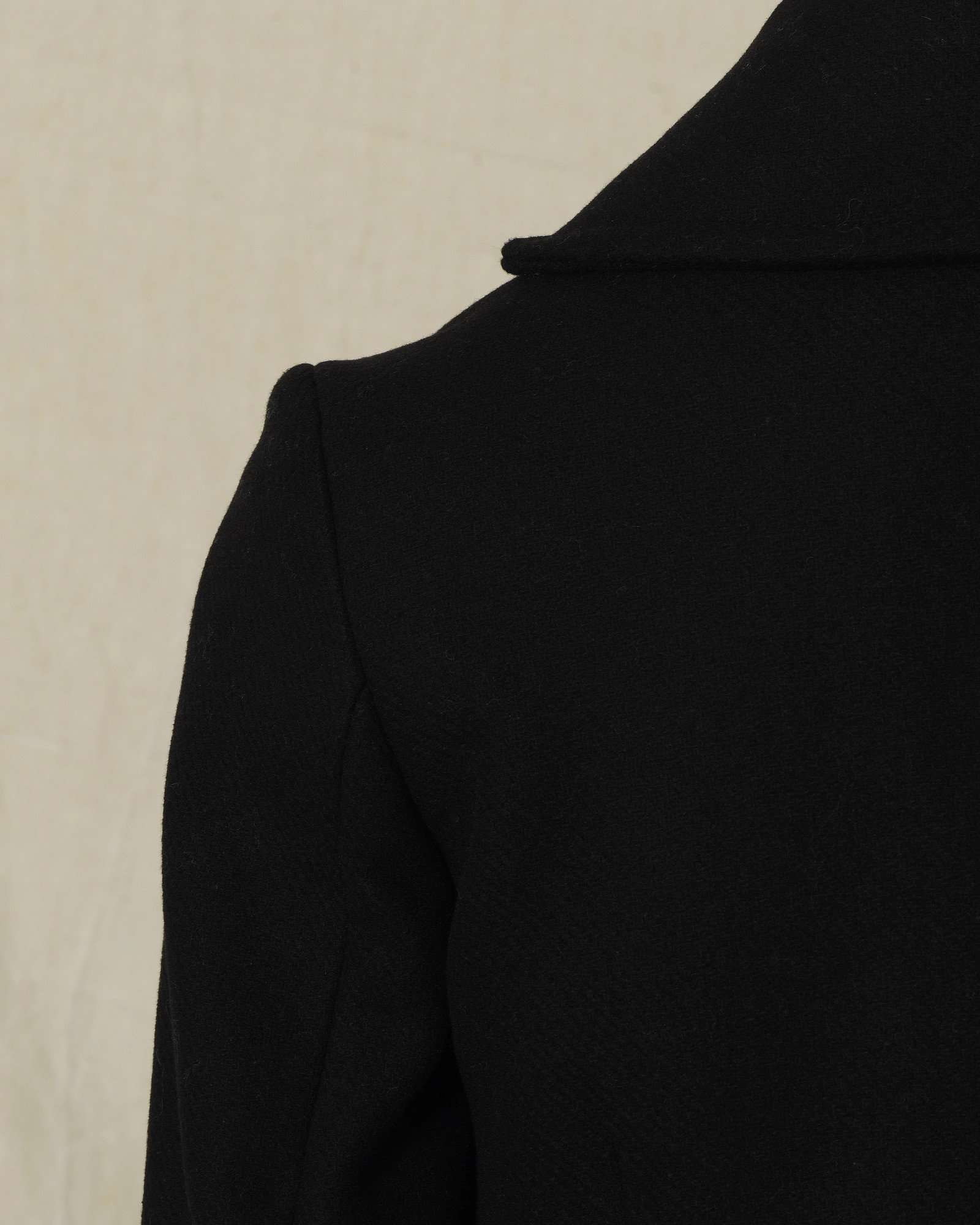 Manteau en laine noir croisé à col tailleur Ixos