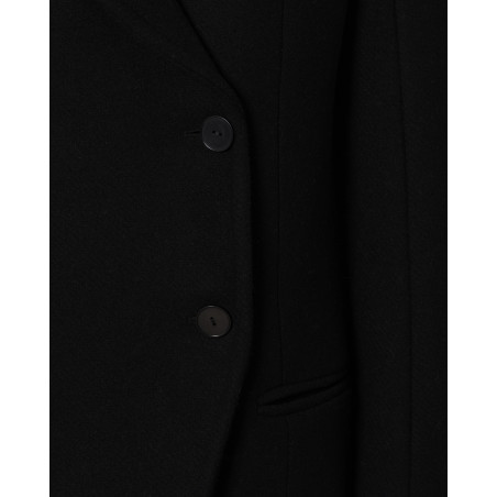Manteau en laine noir croisé à col tailleur Ixos