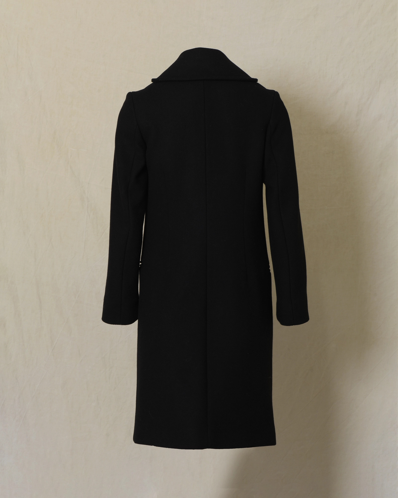 Manteau en laine noir croisé à col tailleur Ixos
