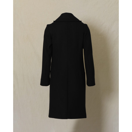 Manteau en laine noir croisé à col tailleur Ixos