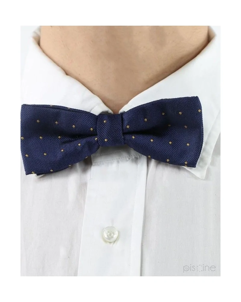 Noeud papillon bleu à pois dorés Lords & Fools 