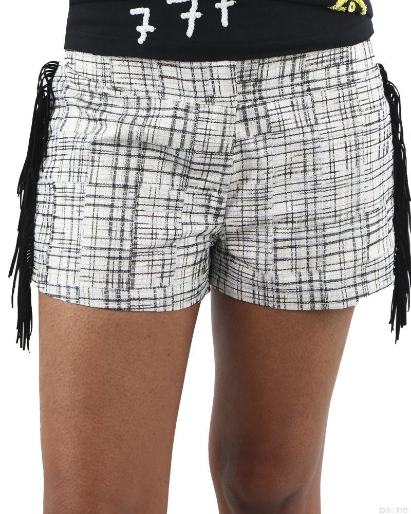 Short noir et blanc franges SVNTY Shorts Femme La Piscine