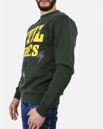 Sweat en coton kaki à flocage jaune John Richmond