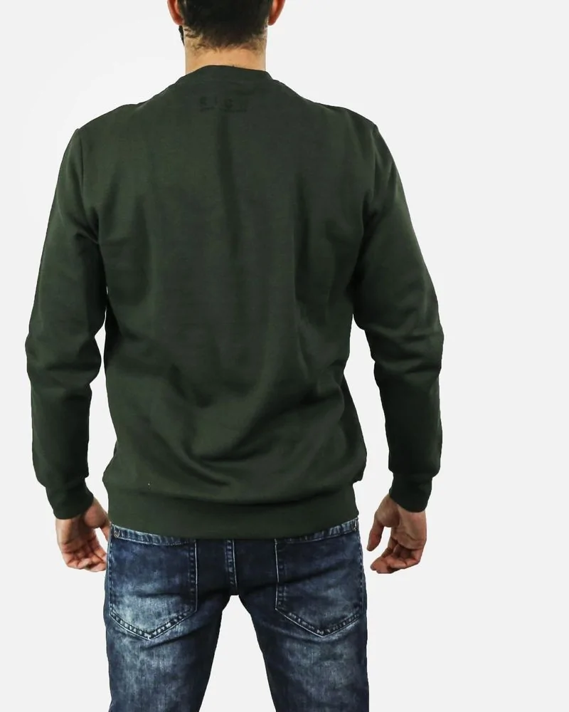 Sweat en coton kaki à flocage jaune John Richmond