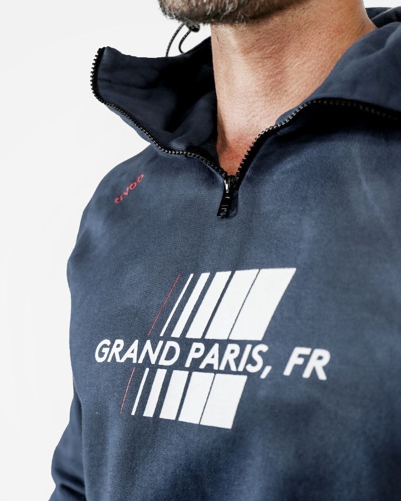 Sweat à capuche « Grand Paris » bleu AVOC 