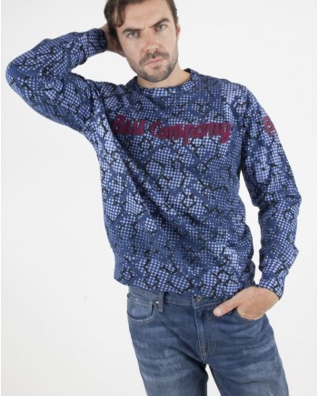 Sweat bleu à logo bordeaux Best Company 