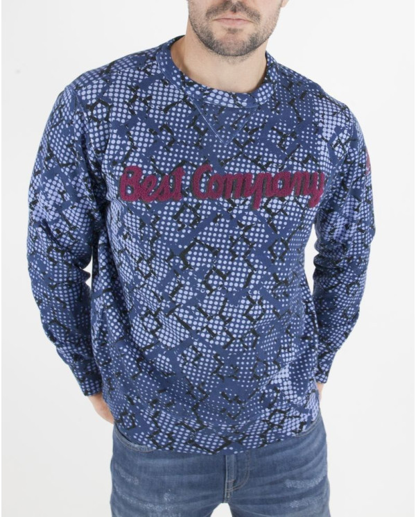 Sweat bleu à logo bordeaux Best Company