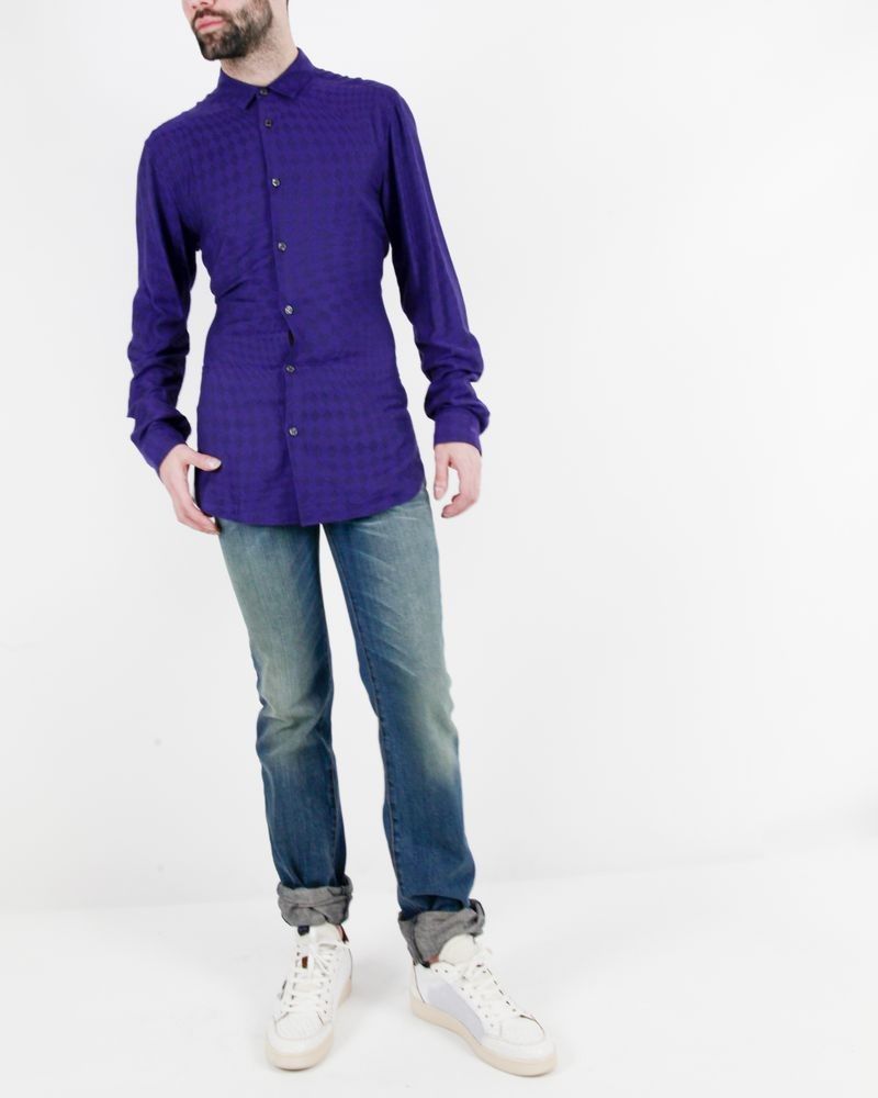 Chemise Cavalli – Taille 50, Rouge, 100% Coton, Col Cheminée, état Parfait