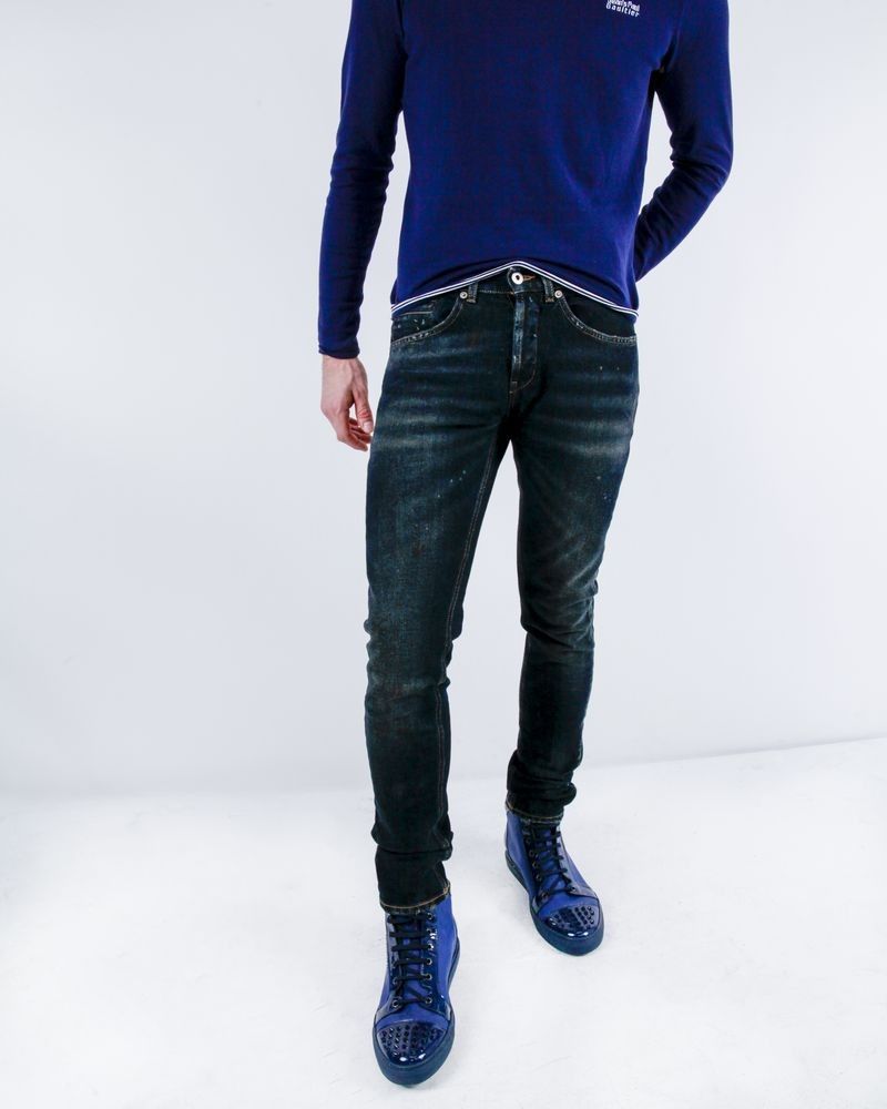 Jean skinny en coton bleu marine Dondup Jeans Homme La Piscine Paris Outlet Store