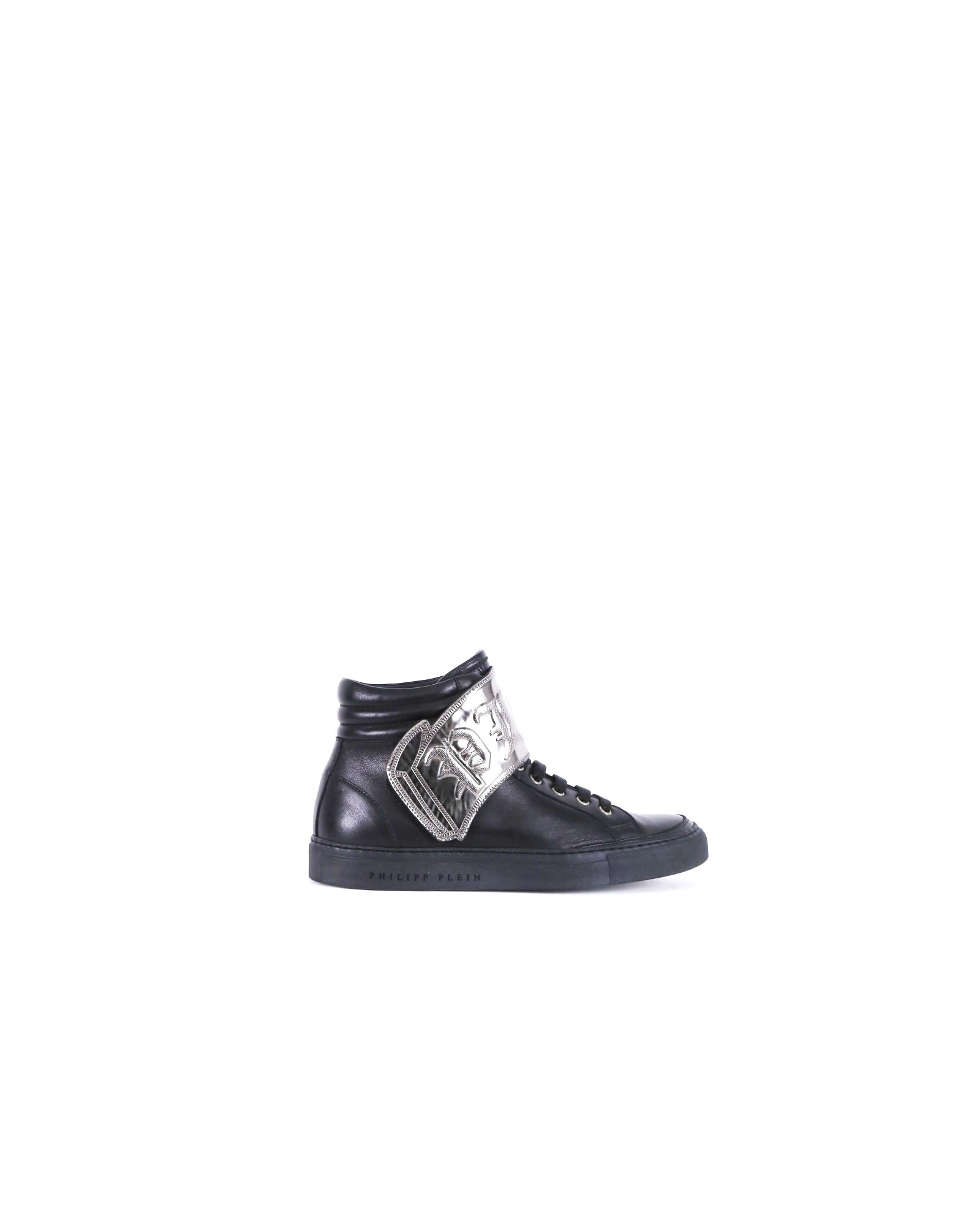 Basket en cuir noire montante à scratch métallisé Philipp Plein pas  Pointure 42 Couleur(s) Noir