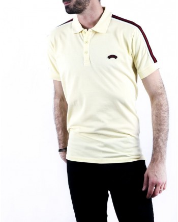 Polo en coton piqué jaune à bandes latérales Les Copains