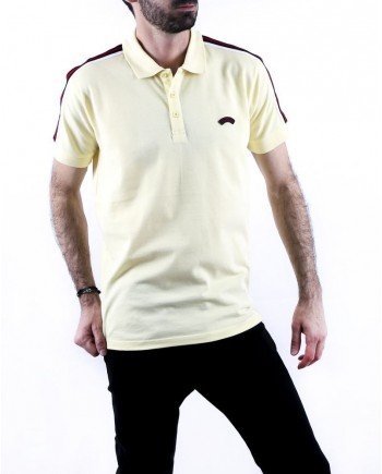 Polo en coton piqué jaune à bandes latérales Les Copains