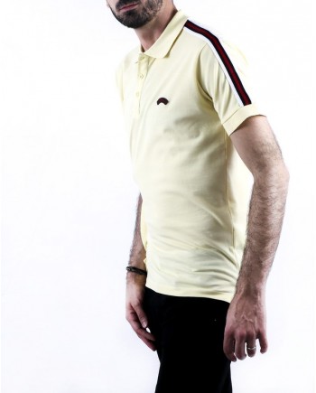 Polo en coton piqué jaune à bandes latérales Les Copains