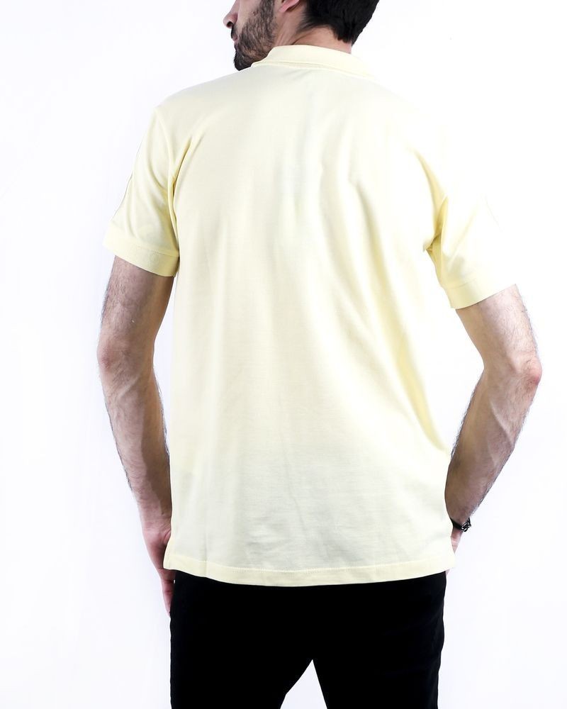Polo en coton piqué jaune à bandes latérales Les Copains