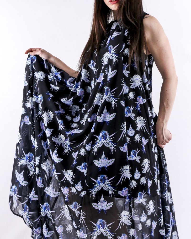 Robe Midi Noire Et Blanche à Motifs - Marque M&S (Marks & Spencer) Taille 8 - Occasion Très Bon état