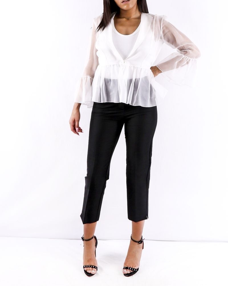 Blouse cache cœur en organza de soie blanc Space Simona Corsellini