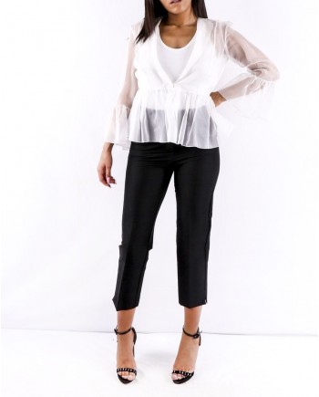 Blouse cache cœur en organza de soie blanc Space Simona Corsellini