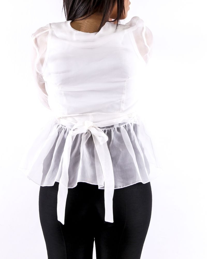 Blouse cache cœur en organza de soie blanc Space Simona Corsellini