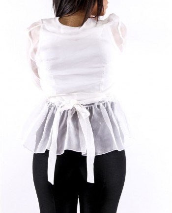 Blouse cache cœur en organza de soie blanc Space Simona Corsellini