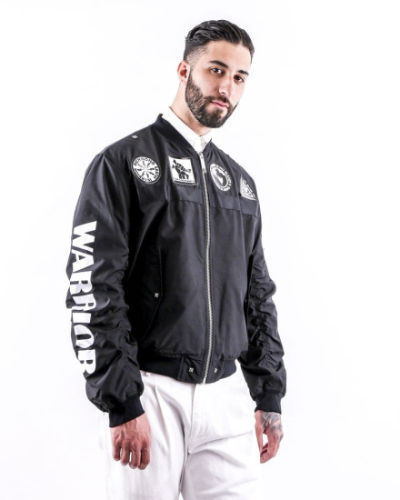 Bomber noir à patches fantaisies John Richmond