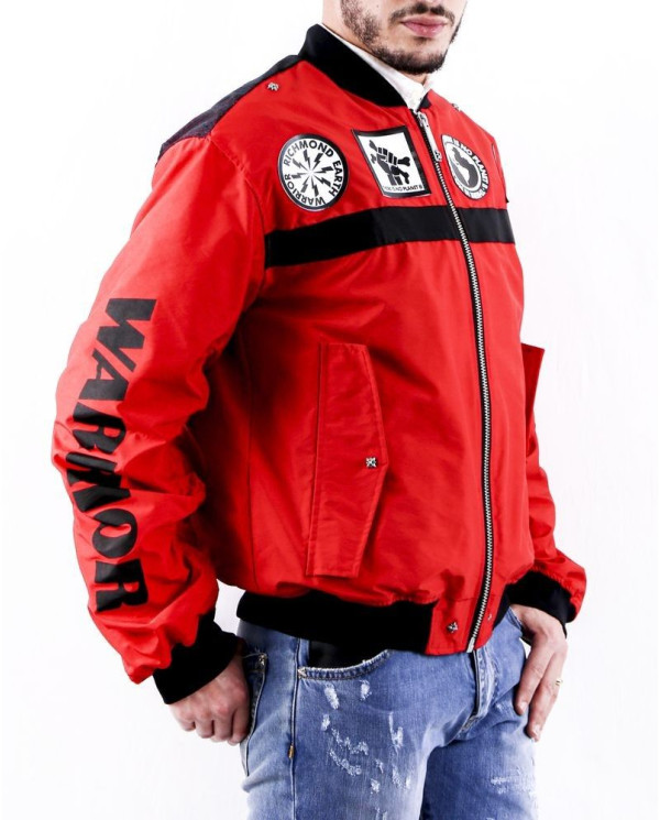 Bomber rouge à patches fantaisies John Richmond