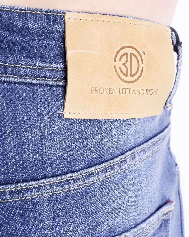 Jean droit en coton bleu délavé 3D