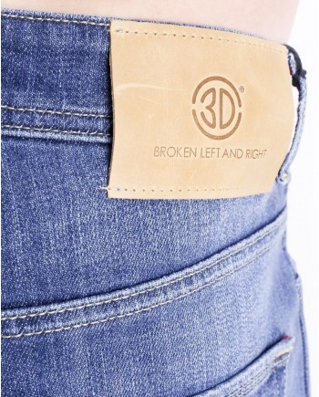 Jean droit en coton bleu délavé 3D