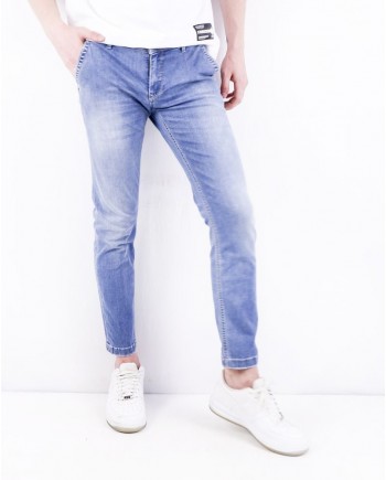 Jean skinny en coton bleu 