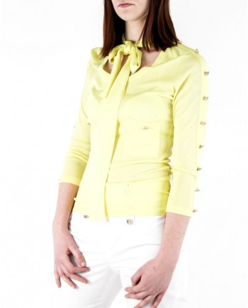 Pull jaune à col fantaisie Edward Achour