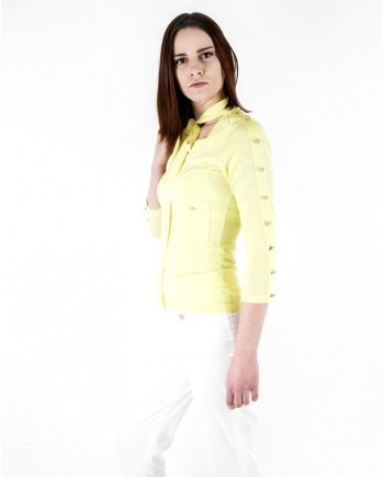 Pull jaune à col fantaisie Edward Achour