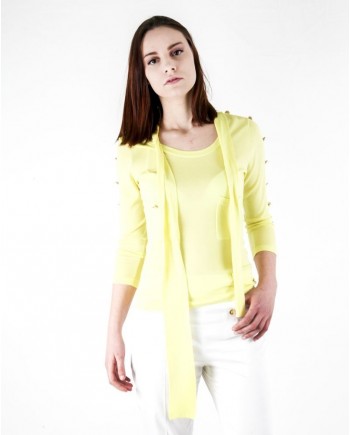 Pull jaune à col fantaisie Edward Achour