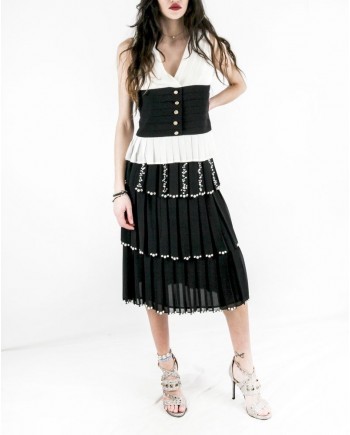 Top en mousseline drapé blanc Edward Achour