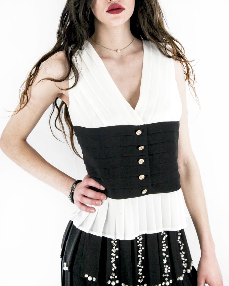 Top en mousseline drapé blanc Edward Achour