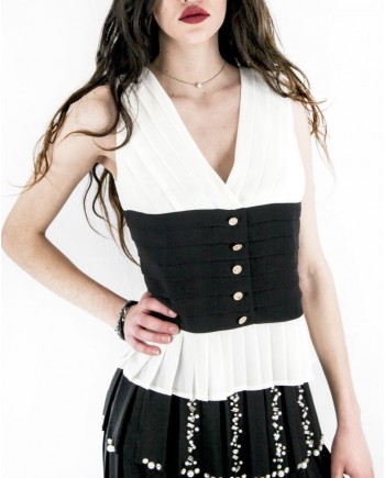 Top en mousseline drapé blanc Edward Achour