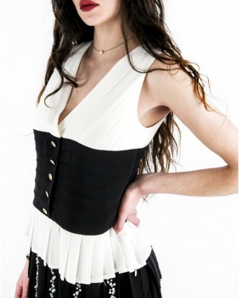 Top en mousseline drapé blanc Edward Achour