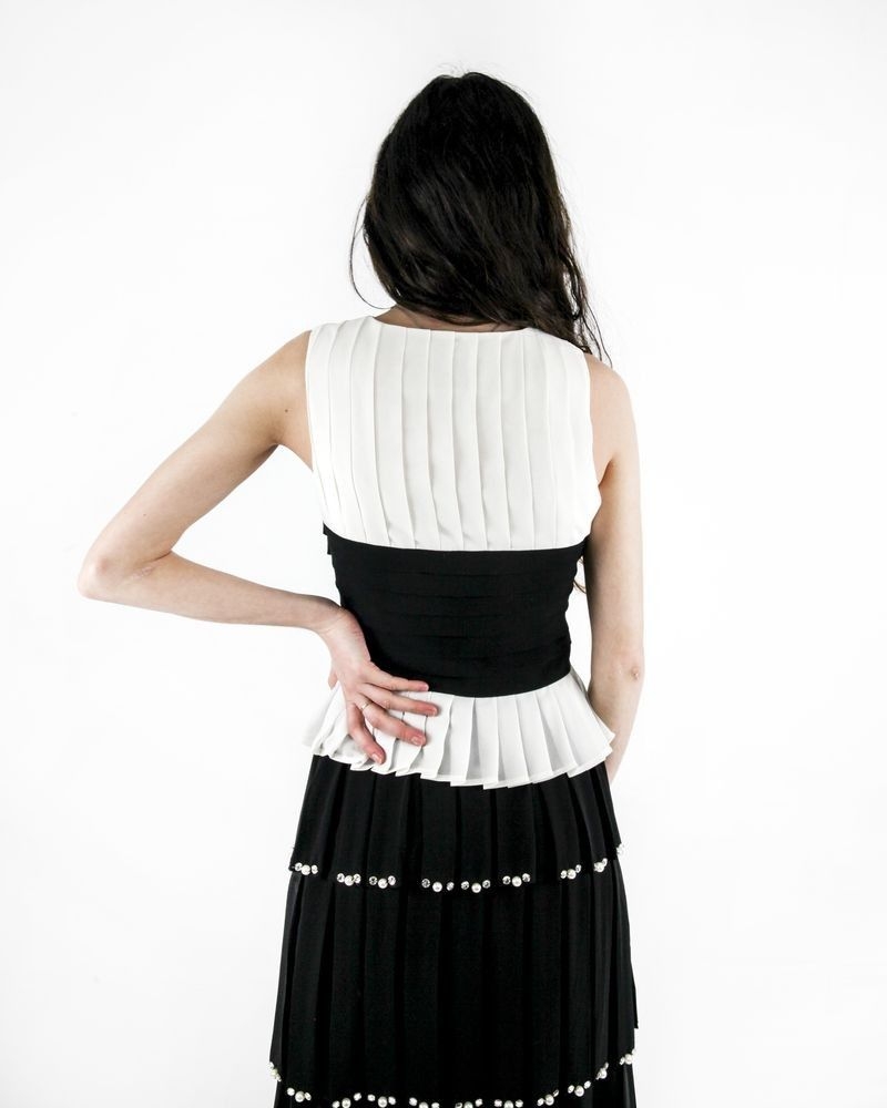 Top en mousseline drapé blanc Edward Achour