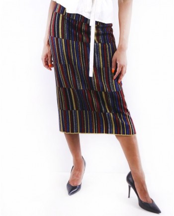 Jupe tube en laine multicolore Maison Père 