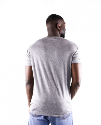 T-shirt en coton chiné gris à broderie fantaisie L'Edition 