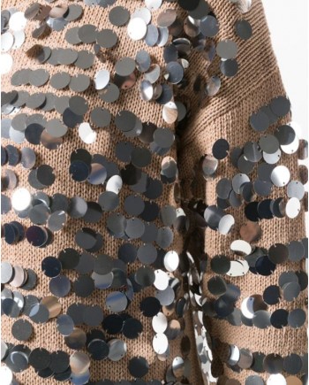 Pull en coton beige à gros sequins Nude