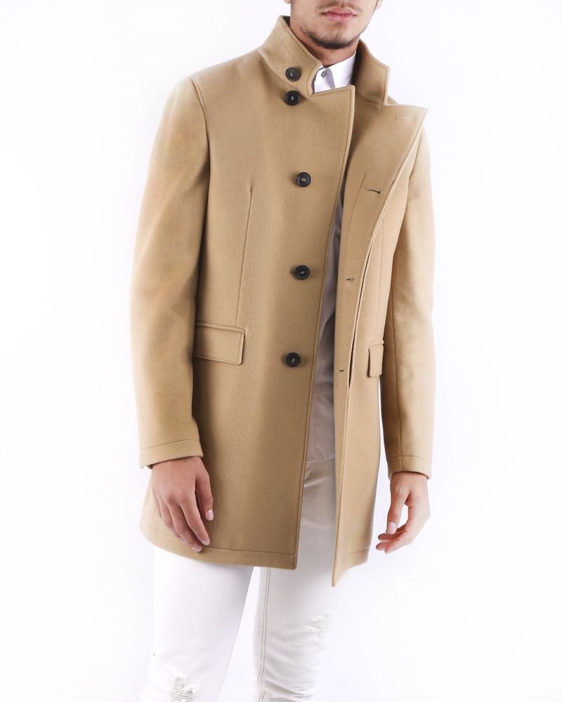 manteau laine camel