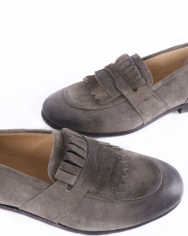 Mocassins en daim taupe à franges Casheart 
