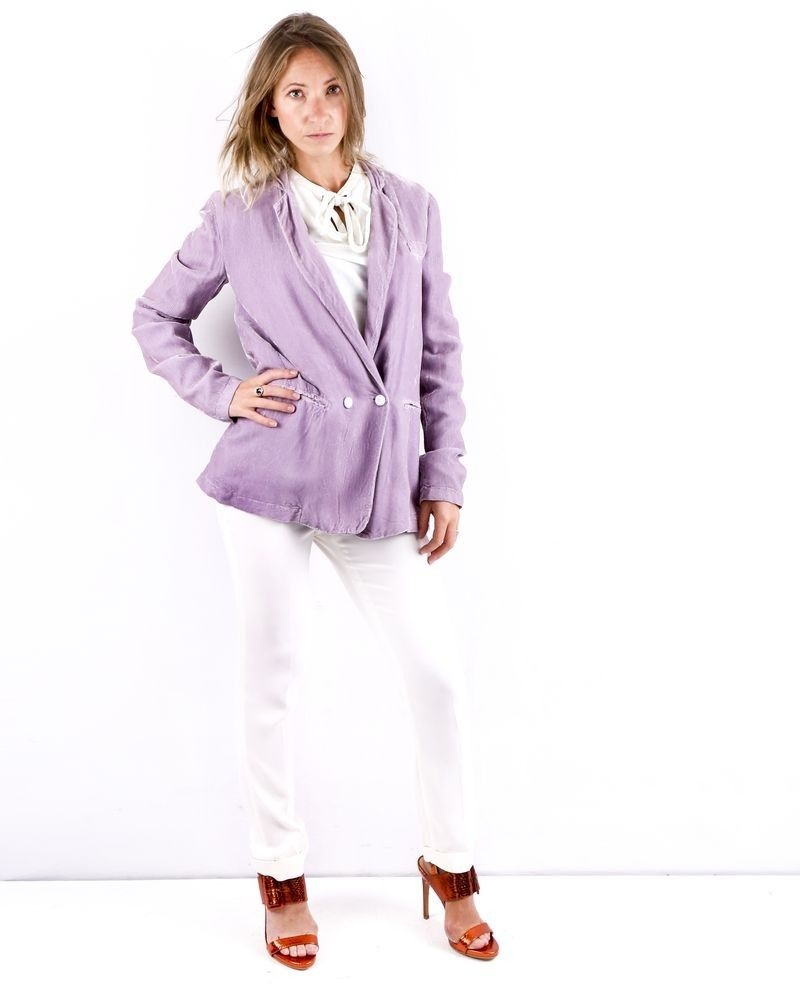 Veste croisée en velours côtelé lavande Forte Forte 