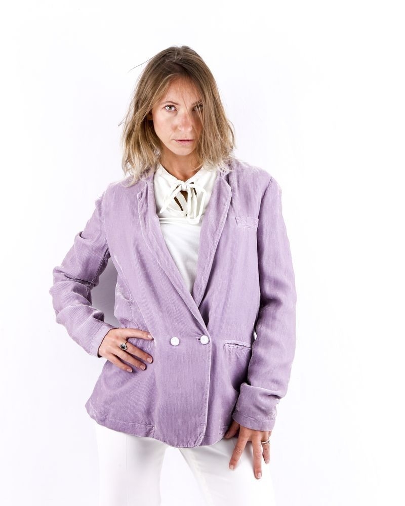 Veste croisée en velours côtelé lavande Forte Forte 