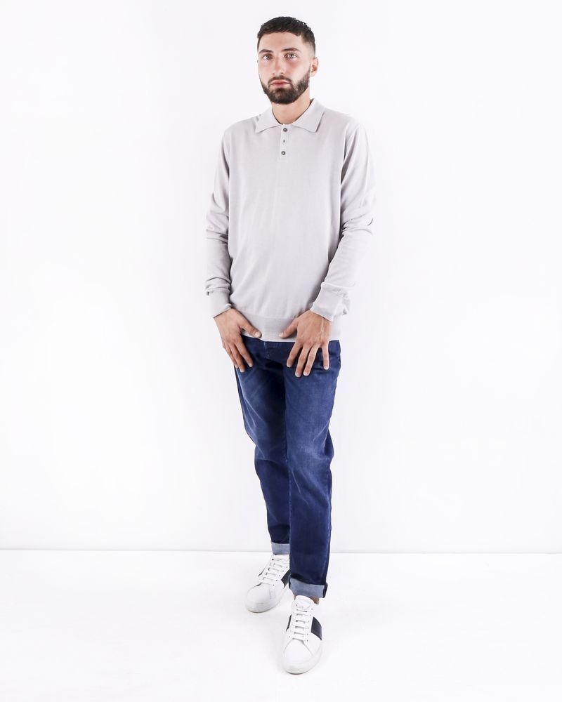 Polo en coton gris à manches longues Manostorti