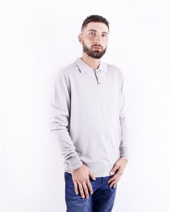 Polo en coton gris à manches longues Manostorti